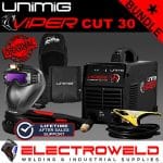 Image presents Unimig Viper Cut 30 Bundle Plasma Cutter, Torch, Elite Vision Goggles Kupjrvc30