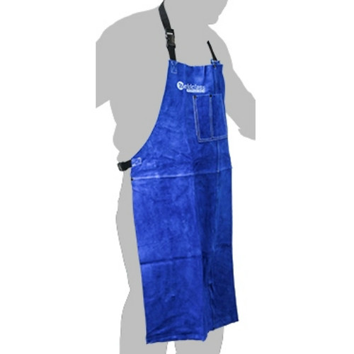 Image presents WELDCLASS LEATHER APRON WELDING - PROMAX BLUE HEAT FIRE PROOF RESISTANT MIG TIG