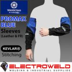 Image presents WELDCLASS LEATHER WELDING SLEEVES, PROMAX BLUE - WC-05375