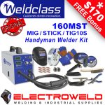 Image presents Weldclass Weldforce 160mst Welder, Helmet, Gloves, Wire, Grinder 160a Wc-160mst 1