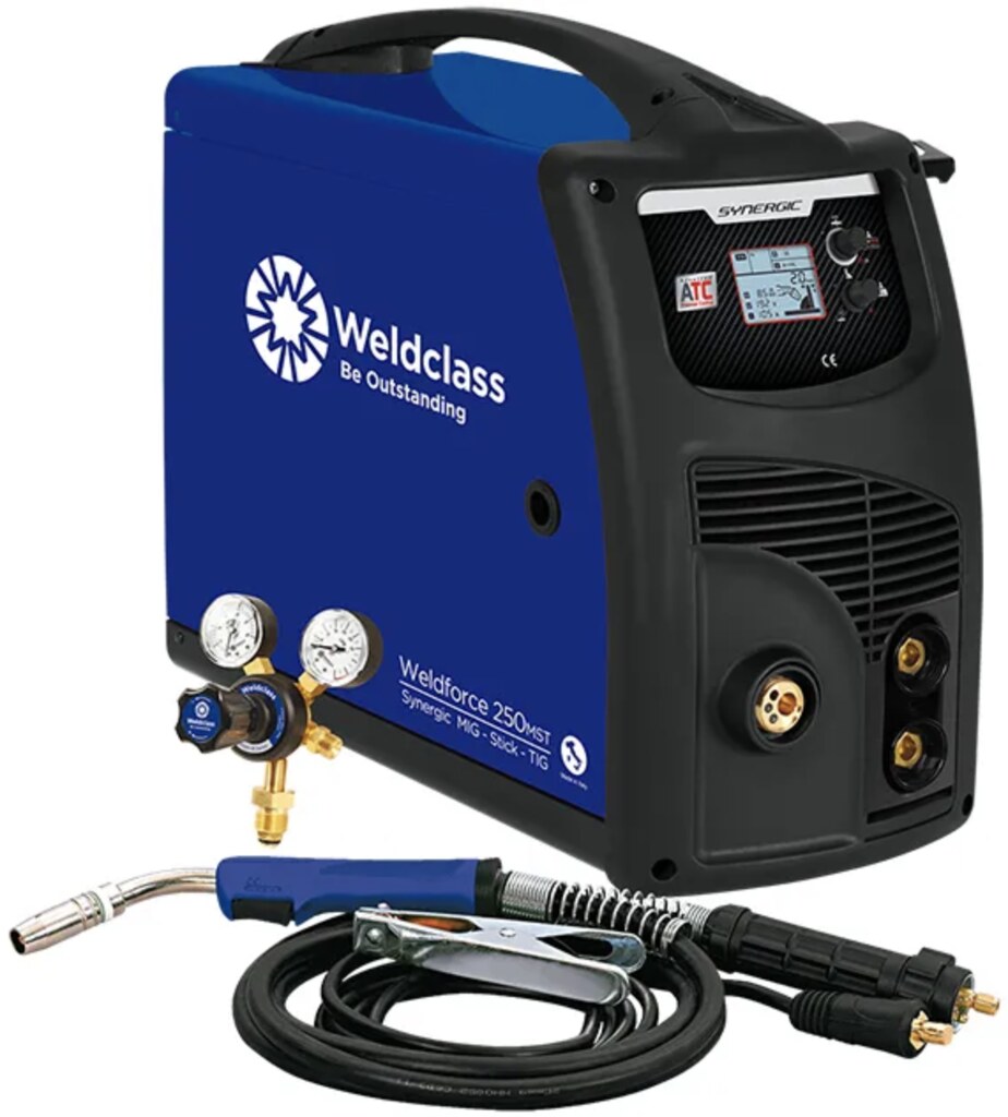 Image presents Weldclass Weldforce 250mst Mig Stick Tig Welder, Regulator, Torch 250a Wc-250mst 2