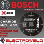 image presents Bosch 125mm 5" X-lock Carbide Multi Wheel Cutting Disc (Wood Plastic Plasterboard, Copper)