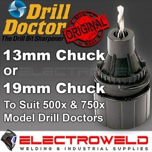 Image presents Drill Doctor 19mm & 13mm Chuck (13mm Left Hand Drills) For Dd500x Dd750x