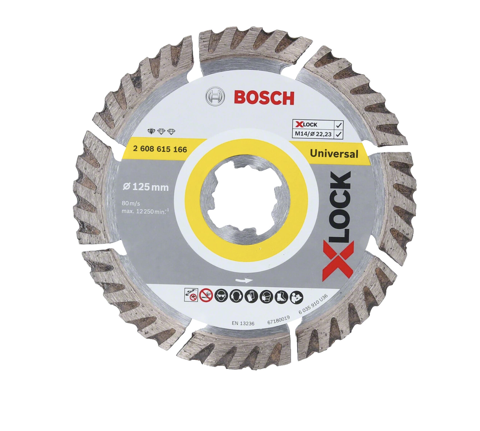 image presents Bosch X-lock 125mm 5" Diamond Cutting Disc Universal Masonry Concrete Tile Xlock 1