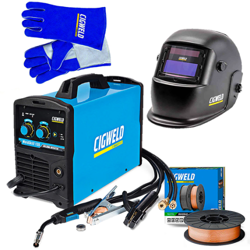 Image presents Cigweld Weldskill 135 Mig / Stick Bundle: Welder + Helmet + Gloves + 5kg Wire - W1008135Cigweld Weldskill 135 Mig / Stick Bundle: Welder + Helmet + Gloves + 5kg Wire - W1008135