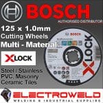 image presents Bosch 125mm 5" X-lock Multi Material Cutting Discs Carbide - Metal, Masonry, Pvc, Aluminium