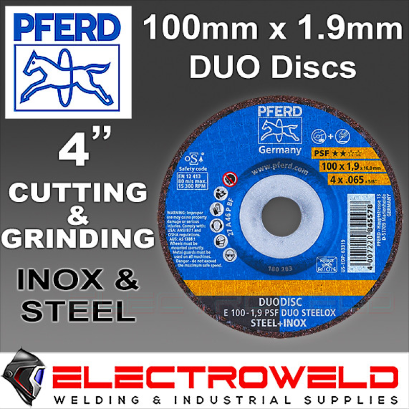 image present 20 X 100MM 4" PFERD DUODISCS - CUTTING & GRINDING DISCS - ALL STEEL