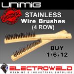 image presents Unimig Wire Hand Brush, Mild Or Stainless Steel Bristles - Wb4r