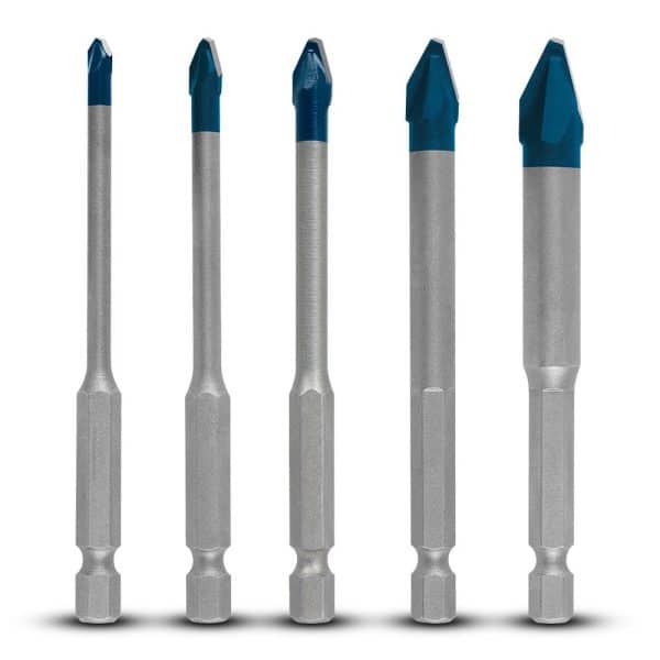 5 x Bosch 90mm HEX9 Ceramic Tile Drill Bit Set 4/5/6/8/10mm