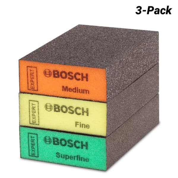 3 x Bosch S471 Mixed Grit Rectangle Hand Sanding Foam Blocks