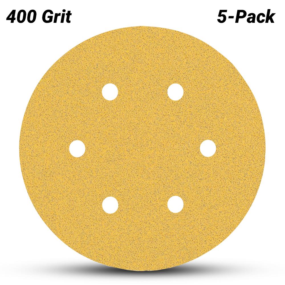 5 x Bosch 150mm 400 Grit Hook & Loop Velcro Sandpaper, 8 Hole